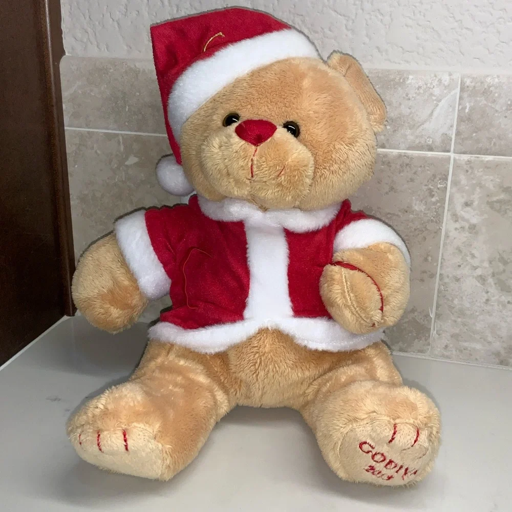 Godiva Santa Bear Plush Toy 2013 Limited Edition Red White Holiday Stocking Hat